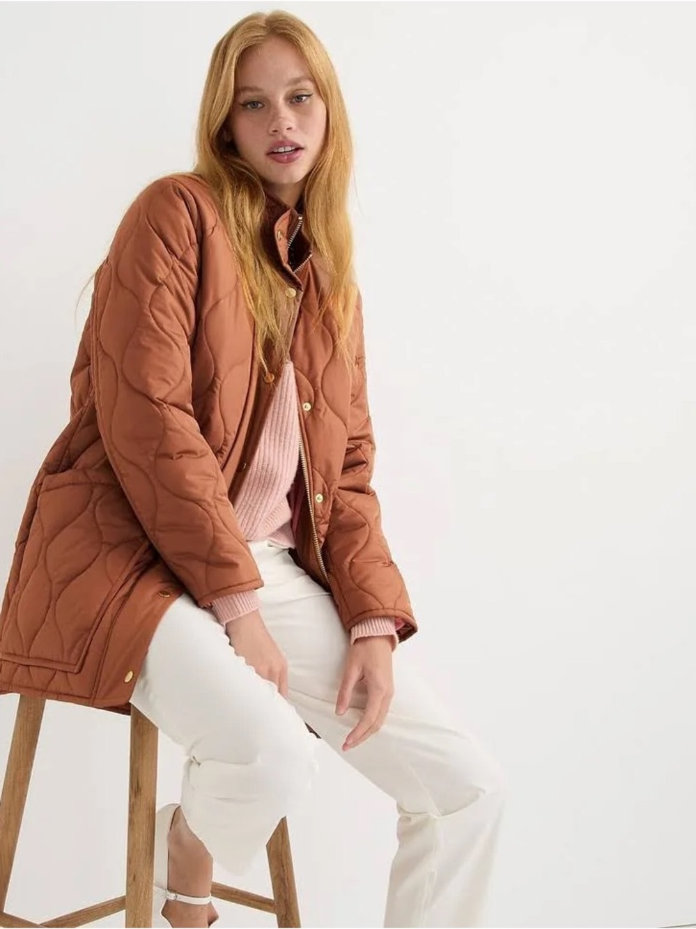 J Crew Quilted Cocoon Puffer Prima Loft Autumn Coat Nutmeg XSP